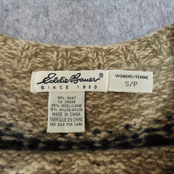 Eddie Bauer Sweater Womens Small Fair Isle Nordic Ski Knit Old Money Wool Crew - Picture 3 of 10